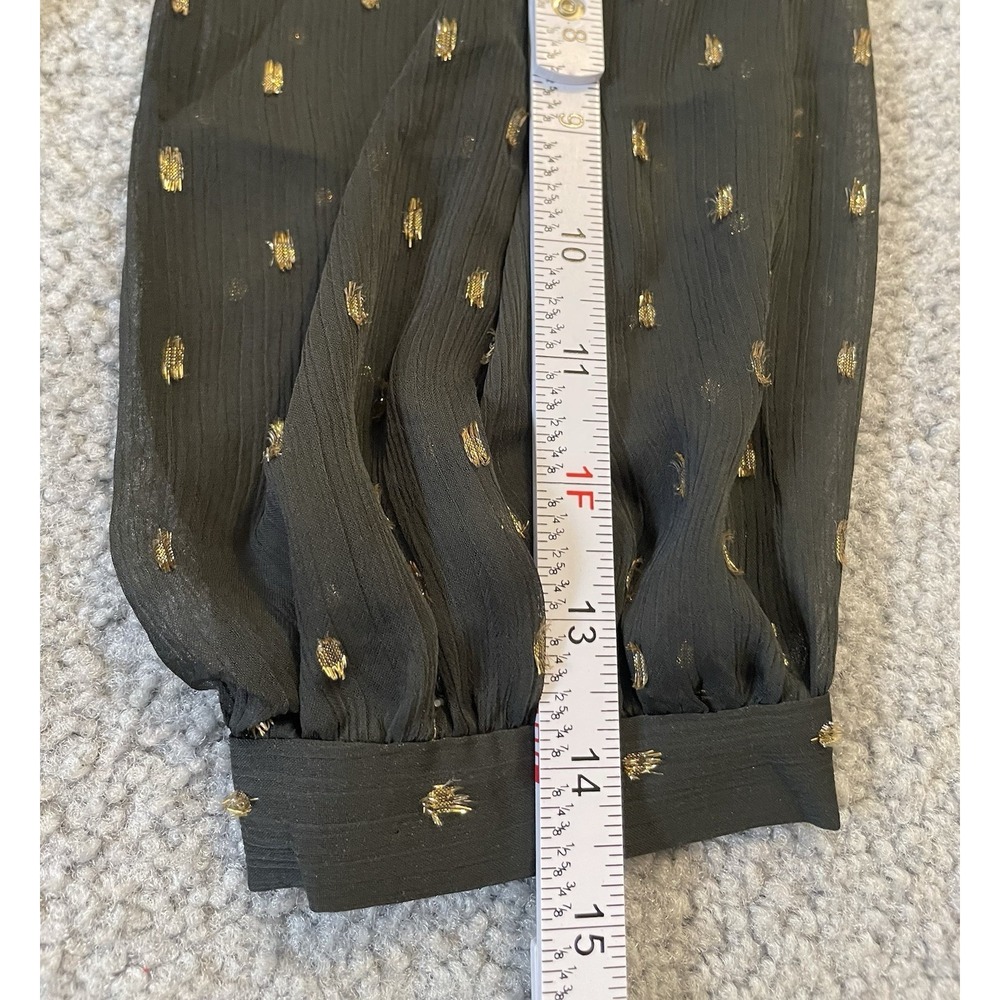 90s Ann Taylor Belted Dress PS Black Metallic Gold Sheer Goth Modern Party City - Picture 10 of 15